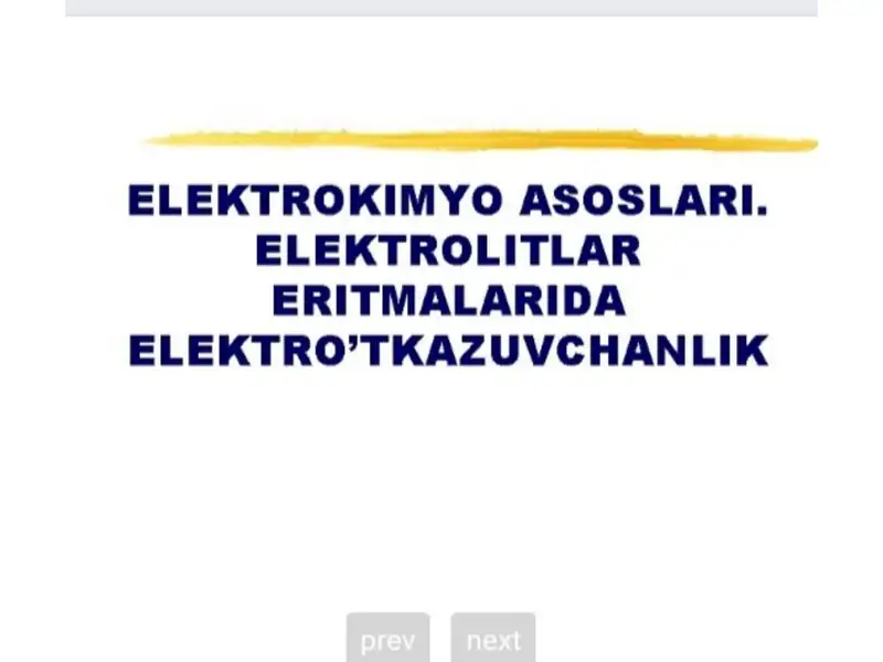 ELEKTROKIMYO ASOSLARI