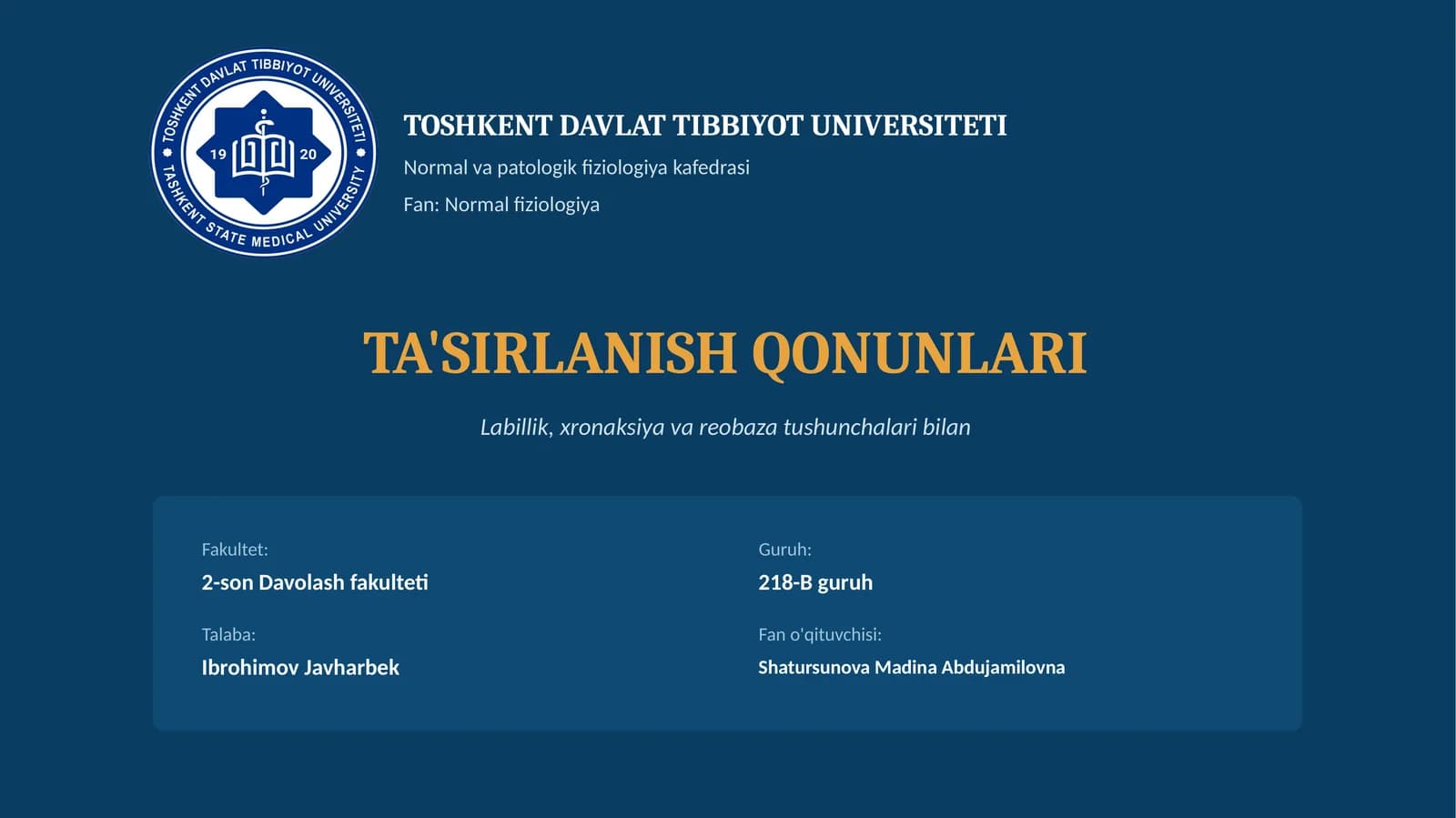 tasirlanish qonunlari