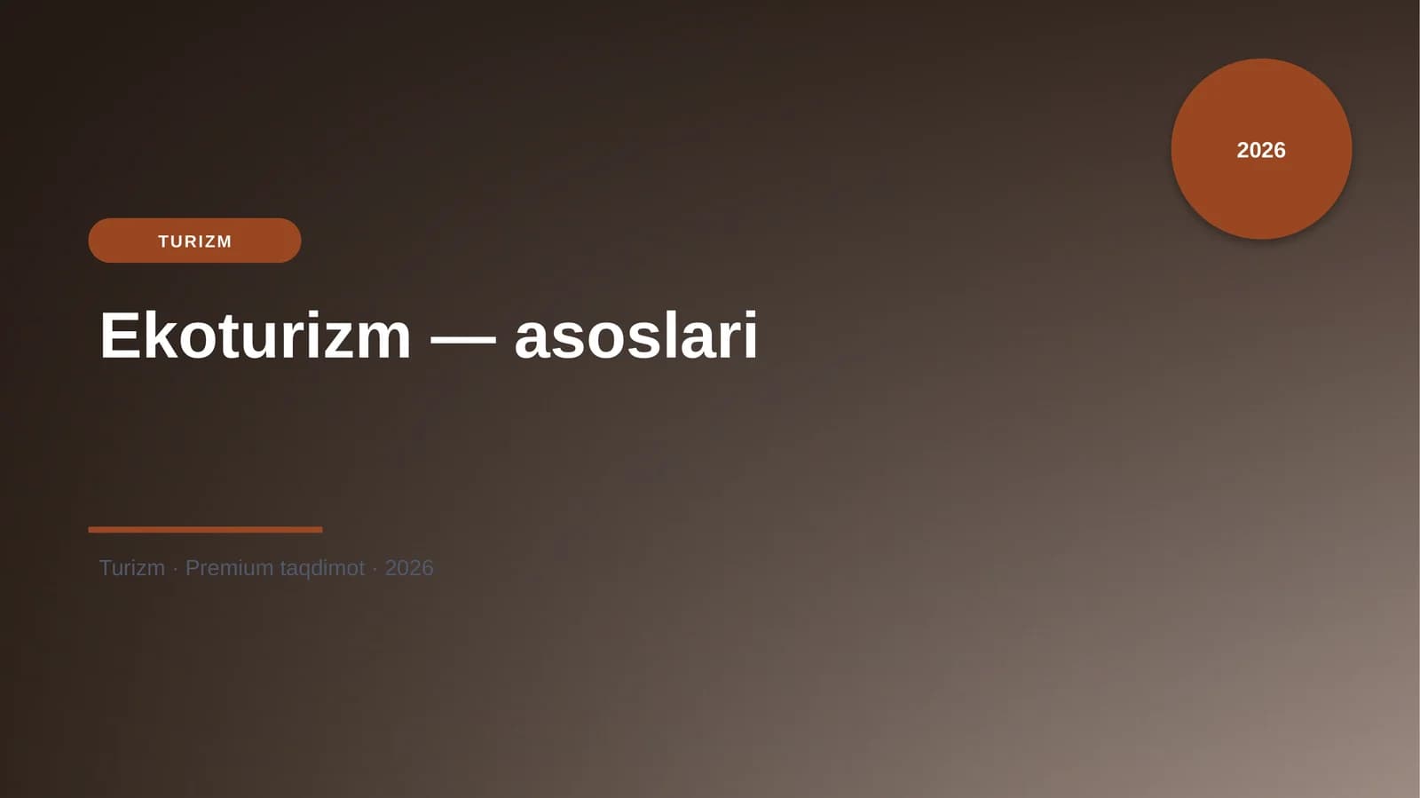 Ekoturizm — asoslari