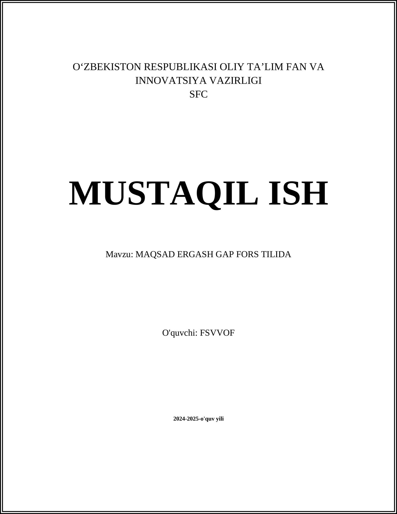 MAQSAD ERGASH GAP FORS TILIDA
