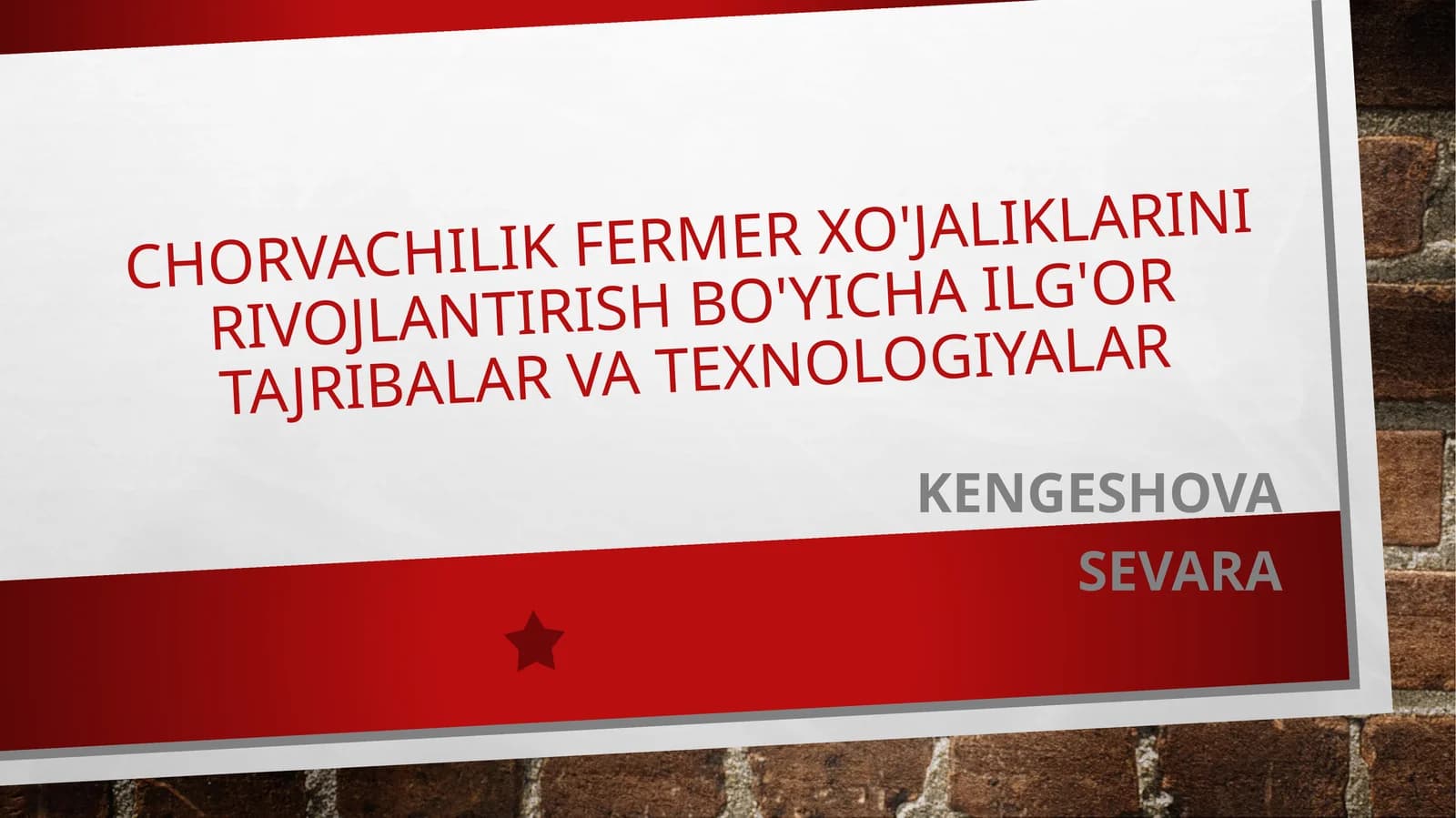 Chorvachilik fermer xo'jaliklarini rivojlantirish bo'yicha ilg'or tajribalar va texnologiyalar