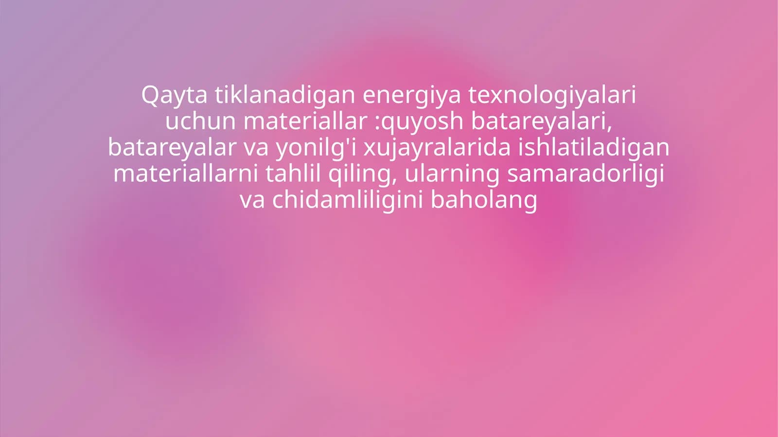 Qayta tiklanadigan energiya texnologiyalari materiallari