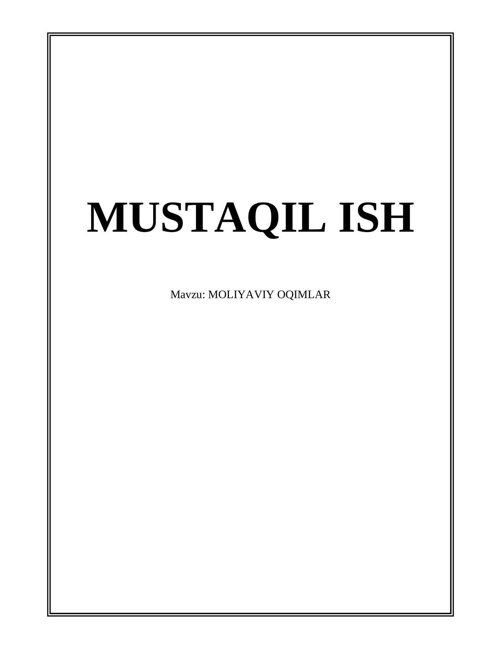 Moliyaviy Oqimlar