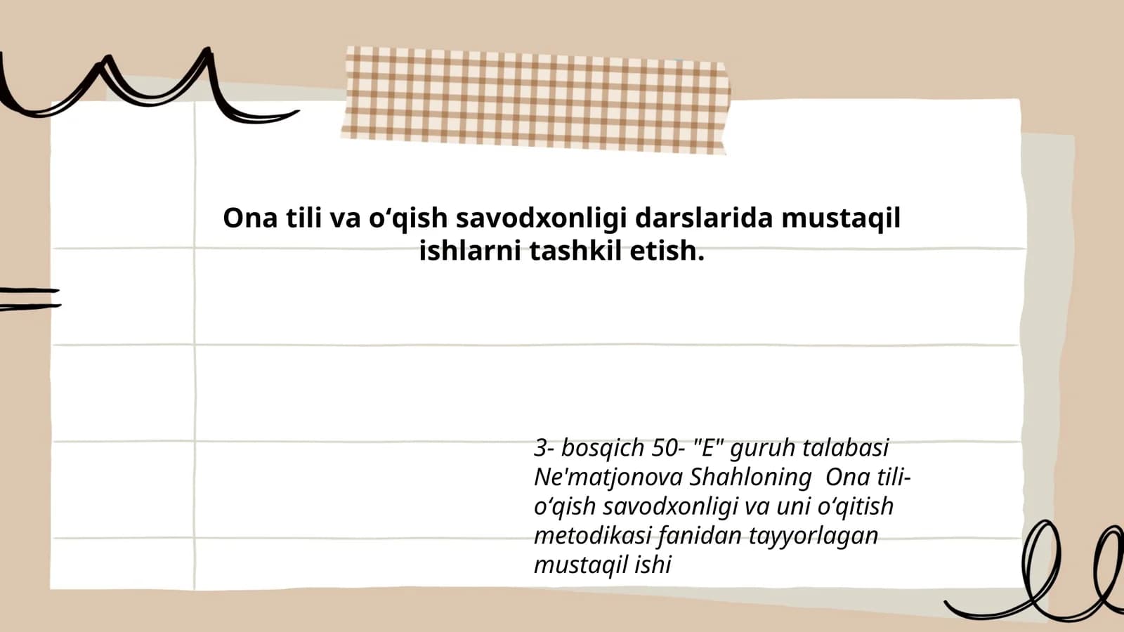 Oʻqish Savodxonligi va Uni Oʻqitish Metodikasi