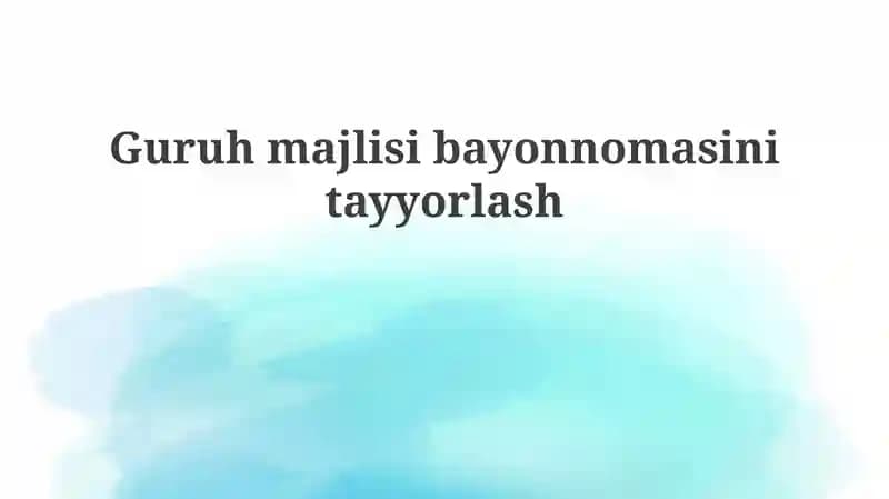 Uchrashuv Bayonnomasini Tayyorlash