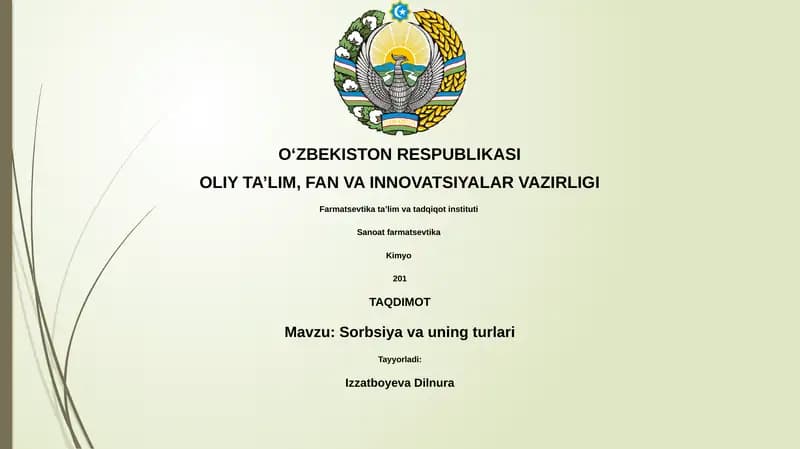 Sorbsiya va uning turlari