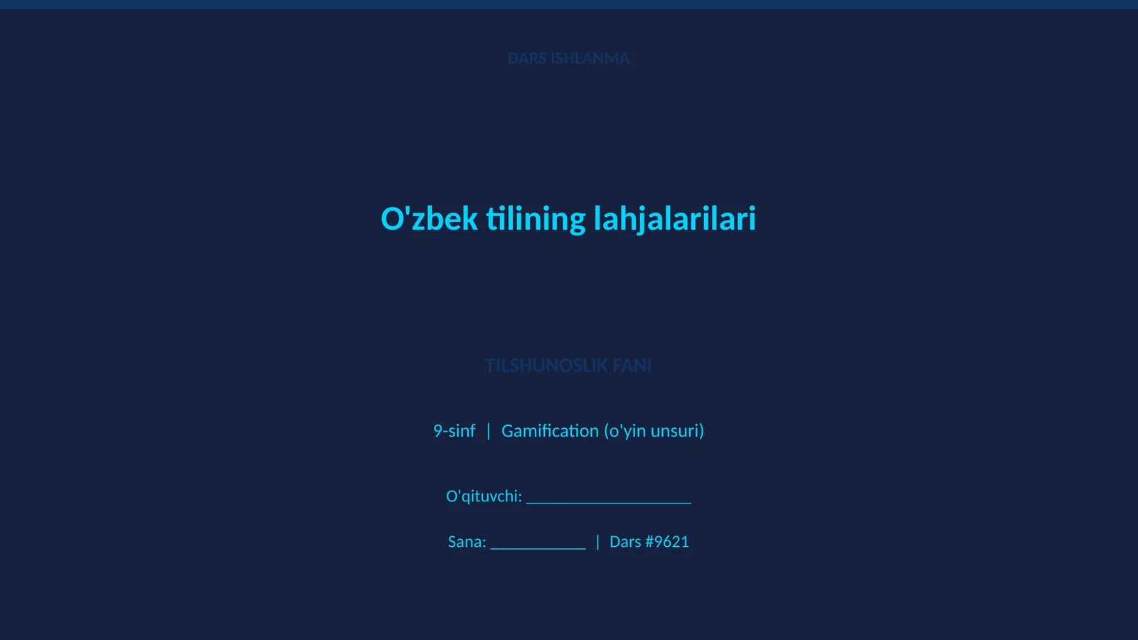 O'zbek tilining lahjalarilari