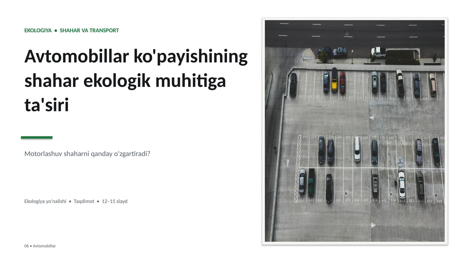 Ekologiya va avtomobillar