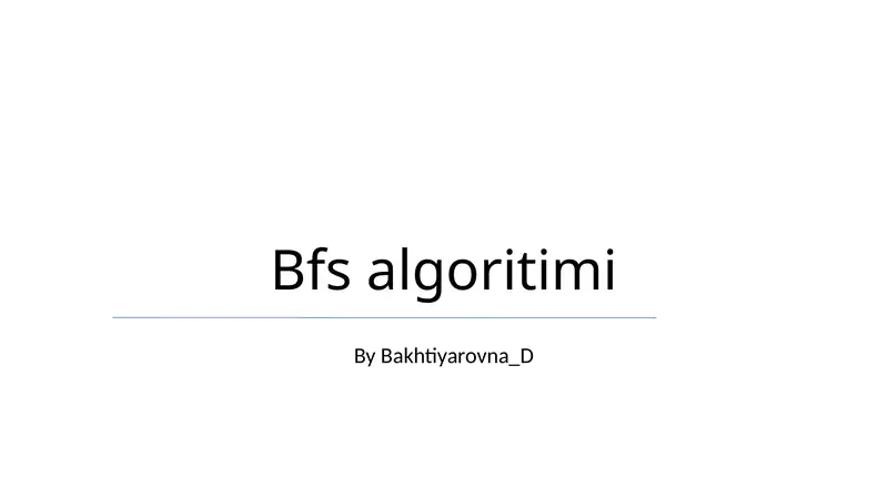 Bfs algoritimi