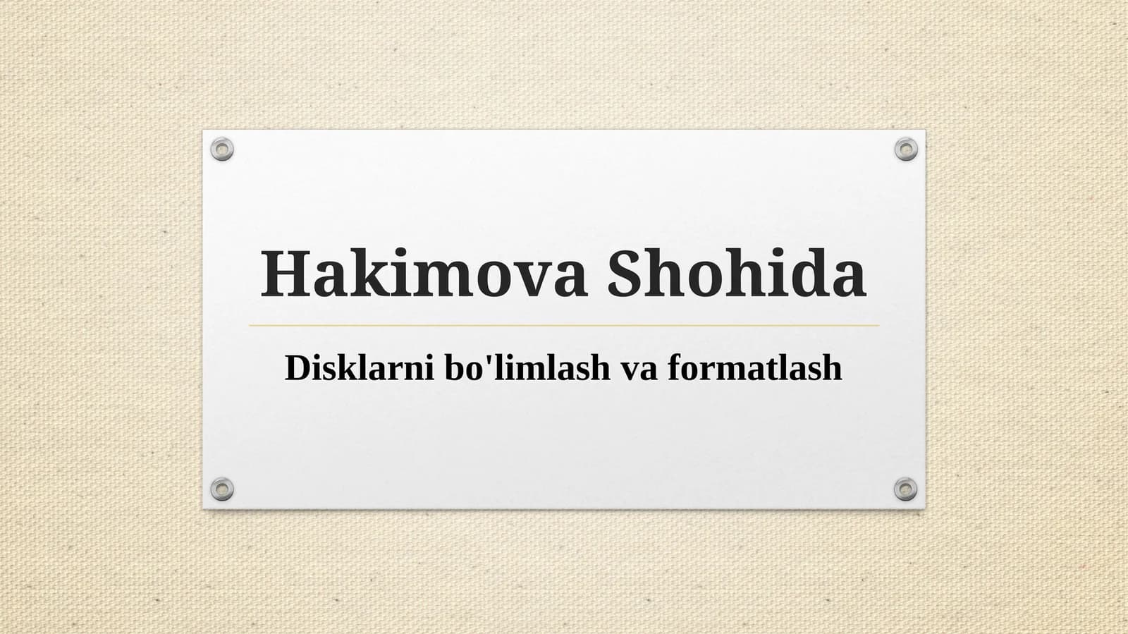 Disklarnibo'limlashvaformatlash