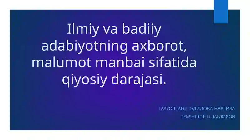 Ilmiy va badiiy adabiyot