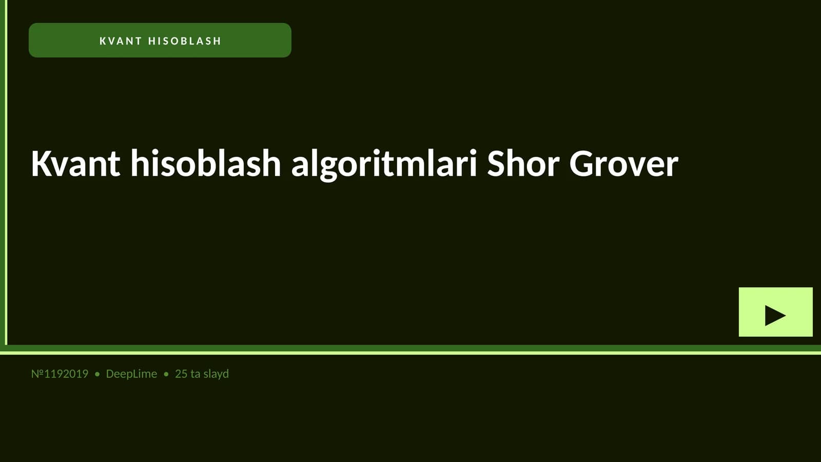 Kvant hisoblash algoritmlari Shor Grover