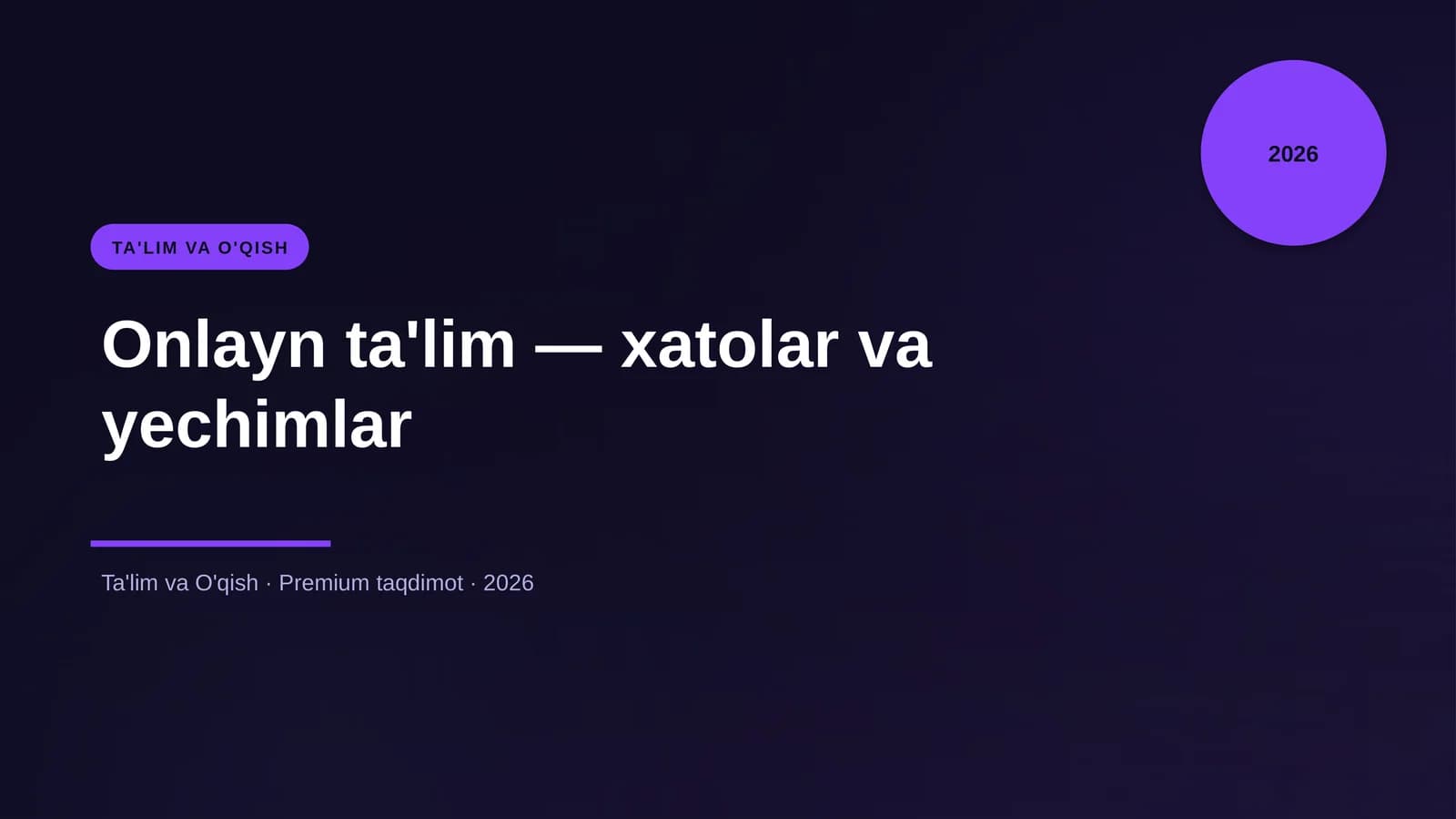 Onlayn ta'lim - xatolar va yechimlar