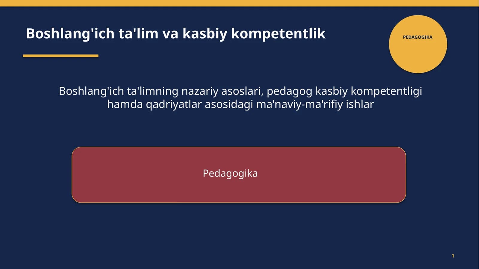 Boshlang'ich ta'lim va kasbiy kompetentlik