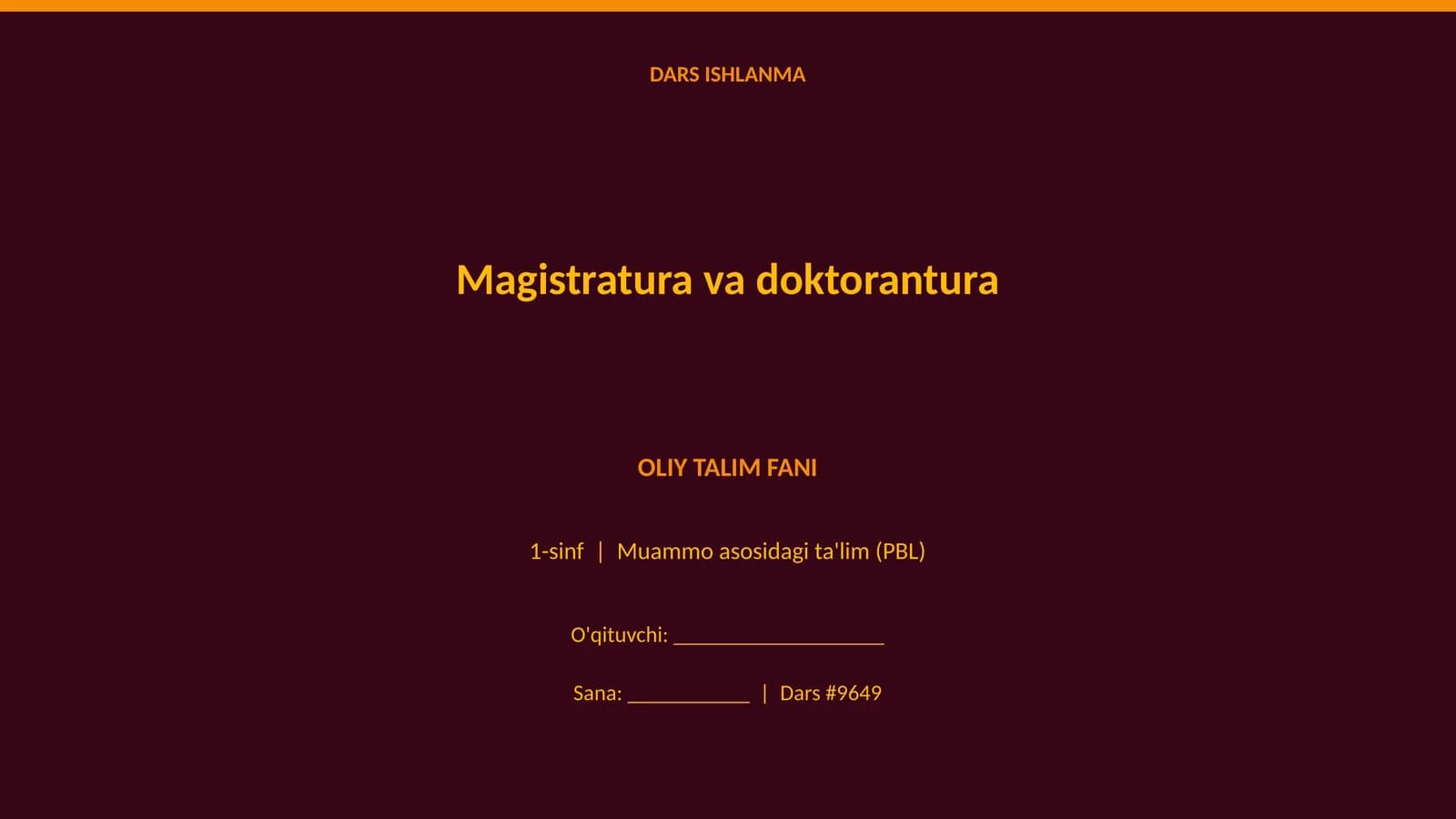 DARS ISHLANMA