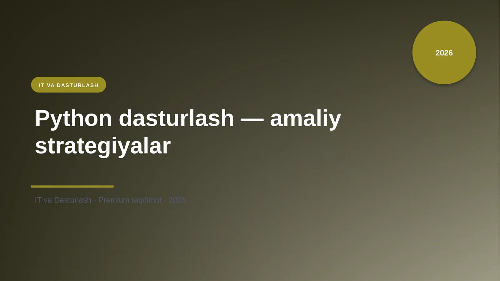 Python dasturlash — amaliy strategiyalar