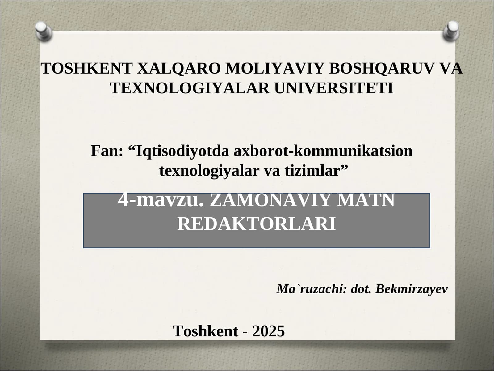 ZAMONAVIY MATN REDAKTORLARI