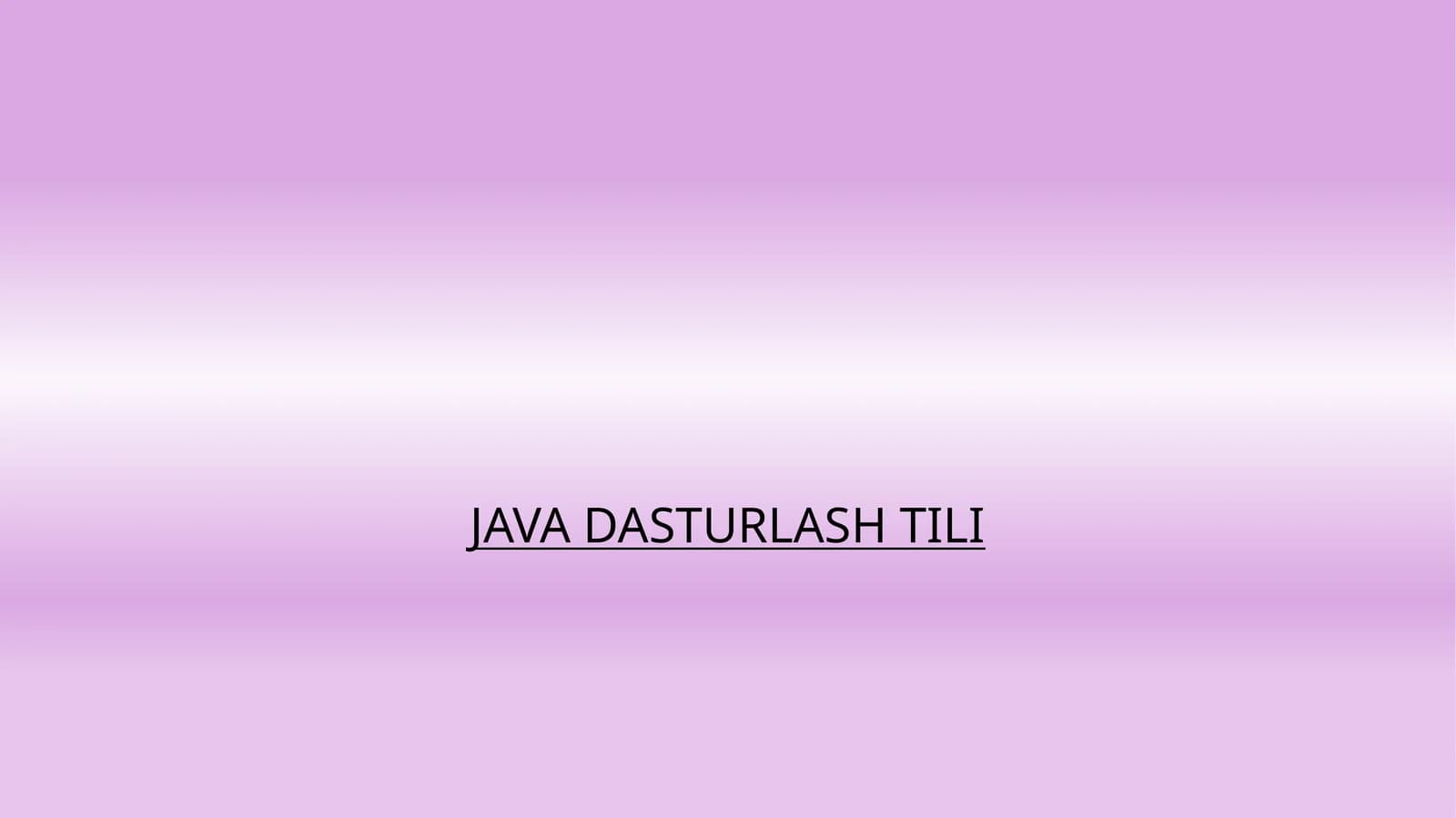 Java dasturlash tili