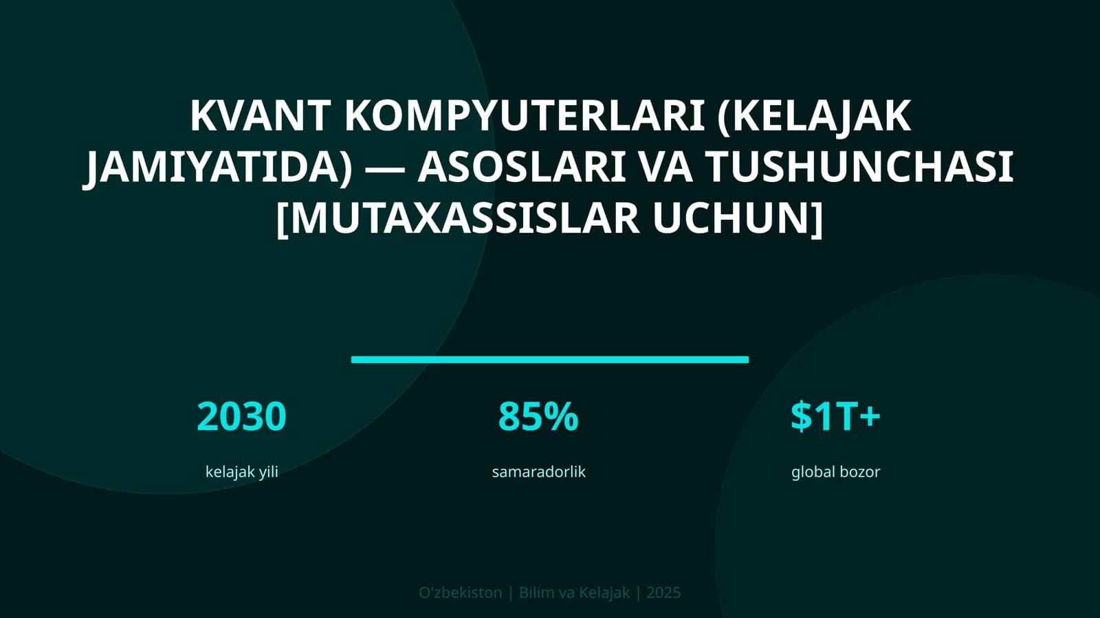 KVANT KOMPYUTERLARI (KELAJAK JAMIYATIDA) — ASOSLARI VA TUSHUNCHASI [MUTAXASSISLAR UCHUN]