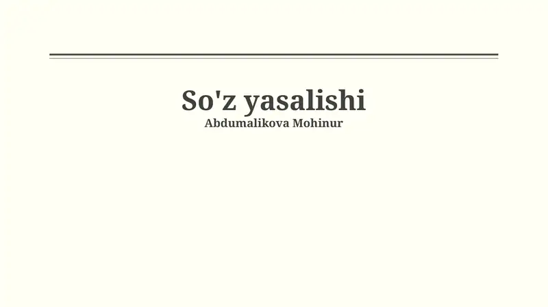 So'z yasalishi