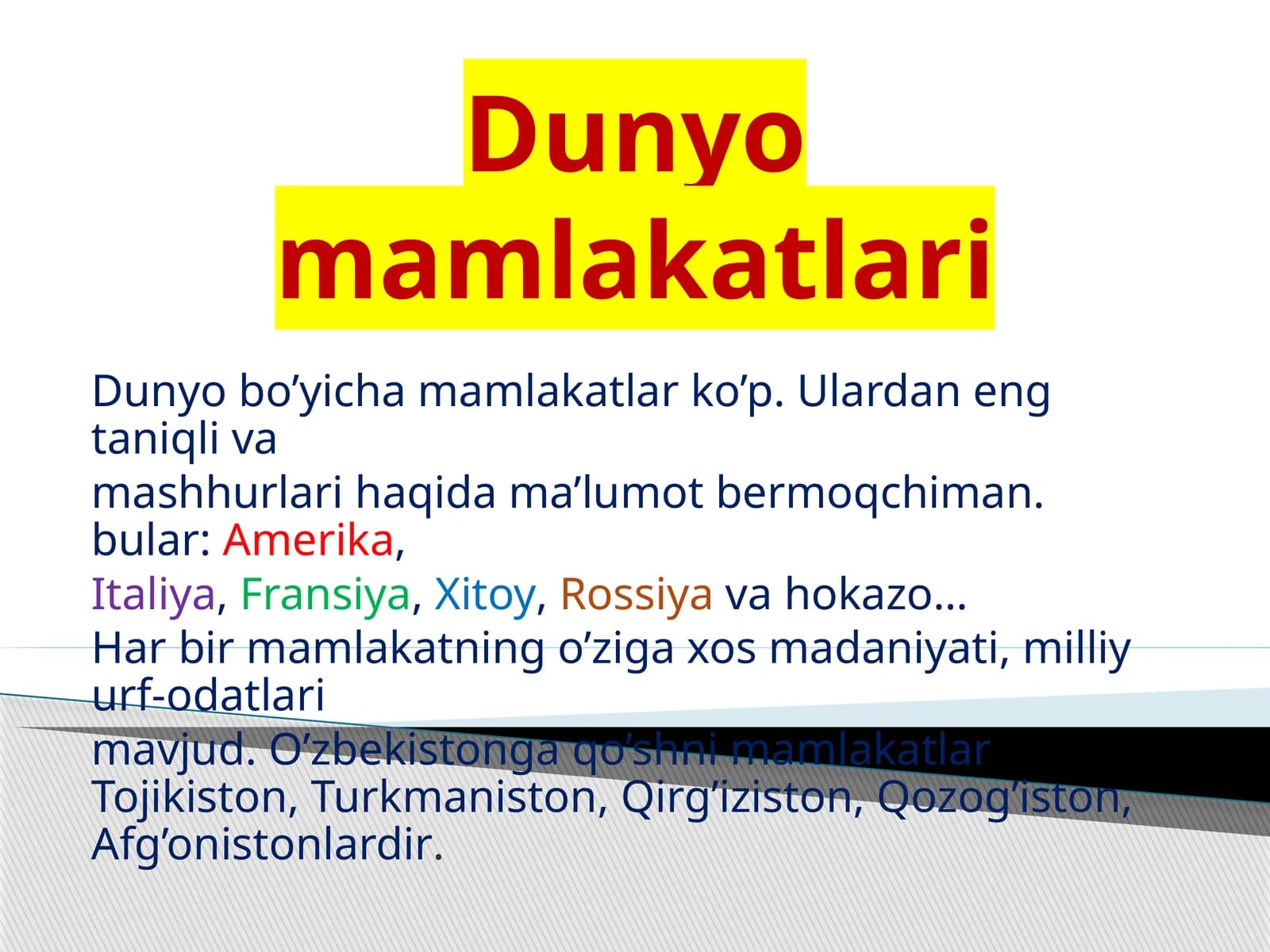 Dunyo mamlakatlari