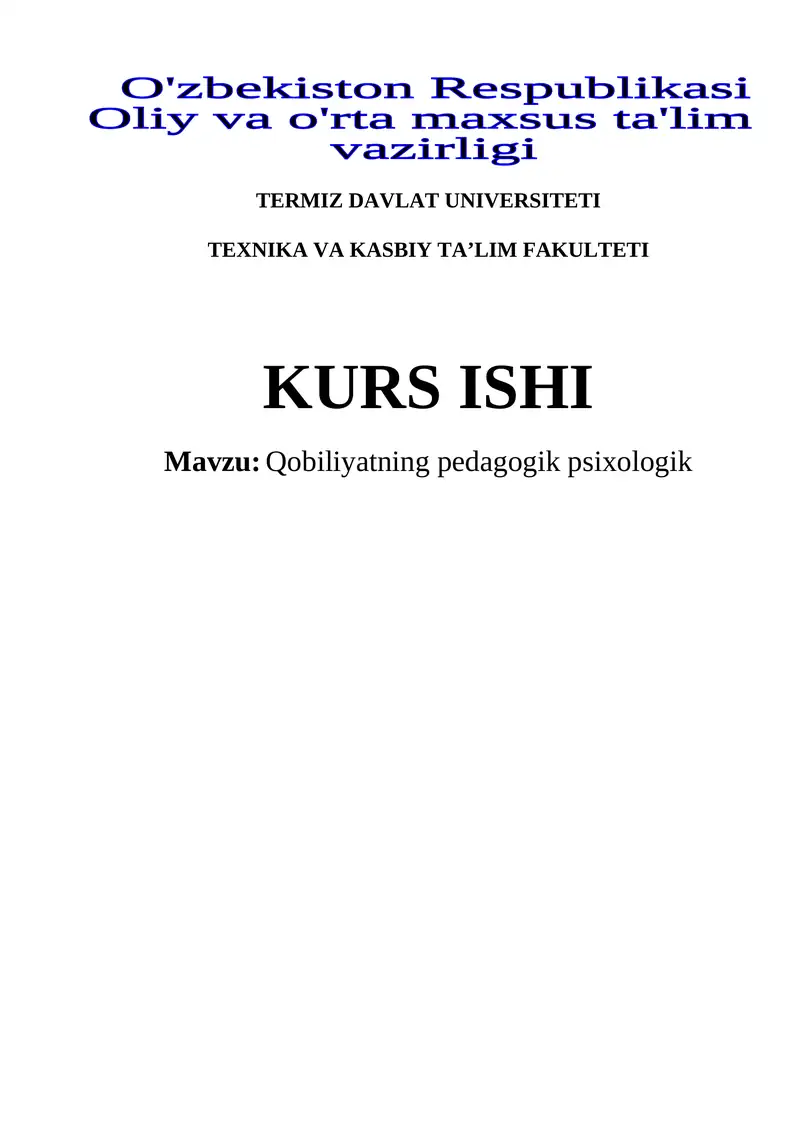 Qobiliyatning pedagogik psixologik