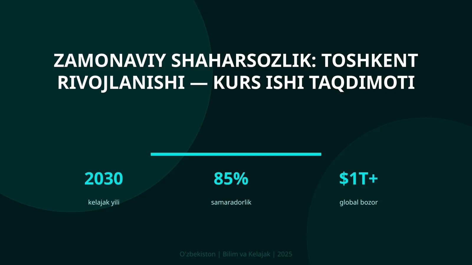 Zamonaviy shaharsozlik: Toshkent rivojlanishi — kurs ishi taqdimoti