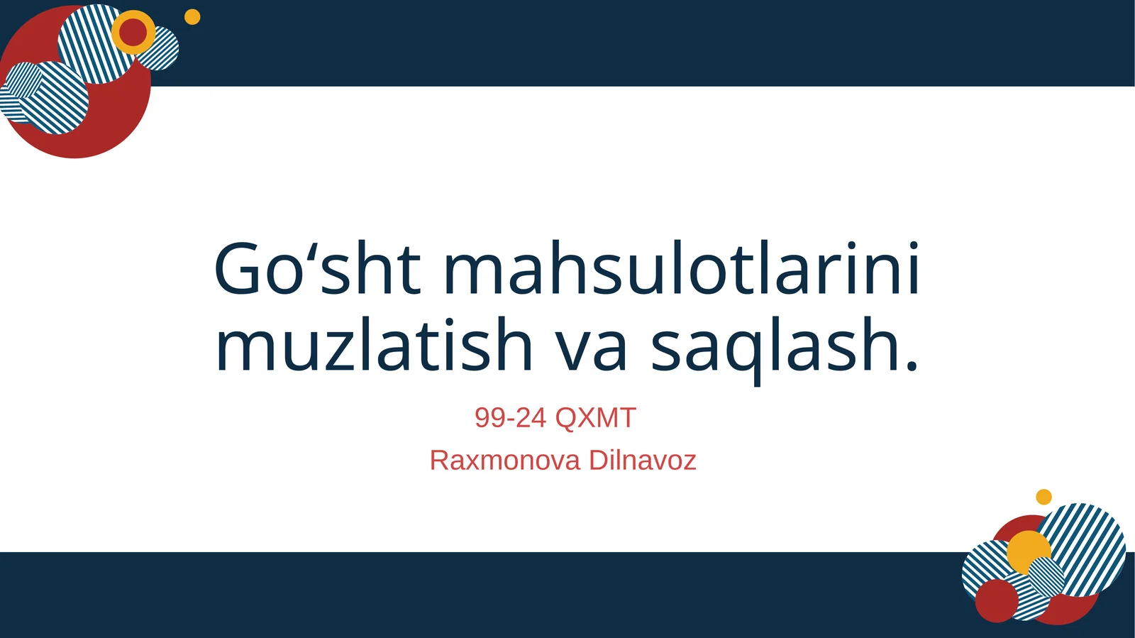 Go‘sht va sut mahsulotlarini muzlatish va saqlashdagi