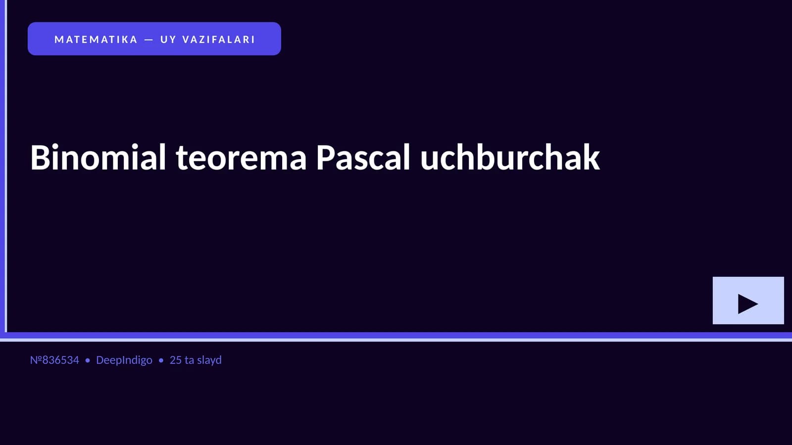 Binomial teorema Pascal uchburchak