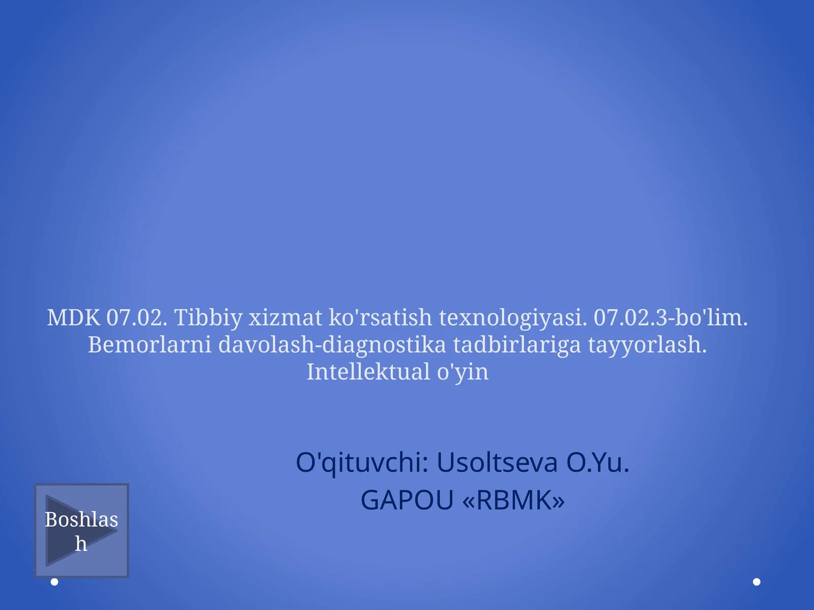 Bemorlarni davolashga tayyorlash texnologiyalari