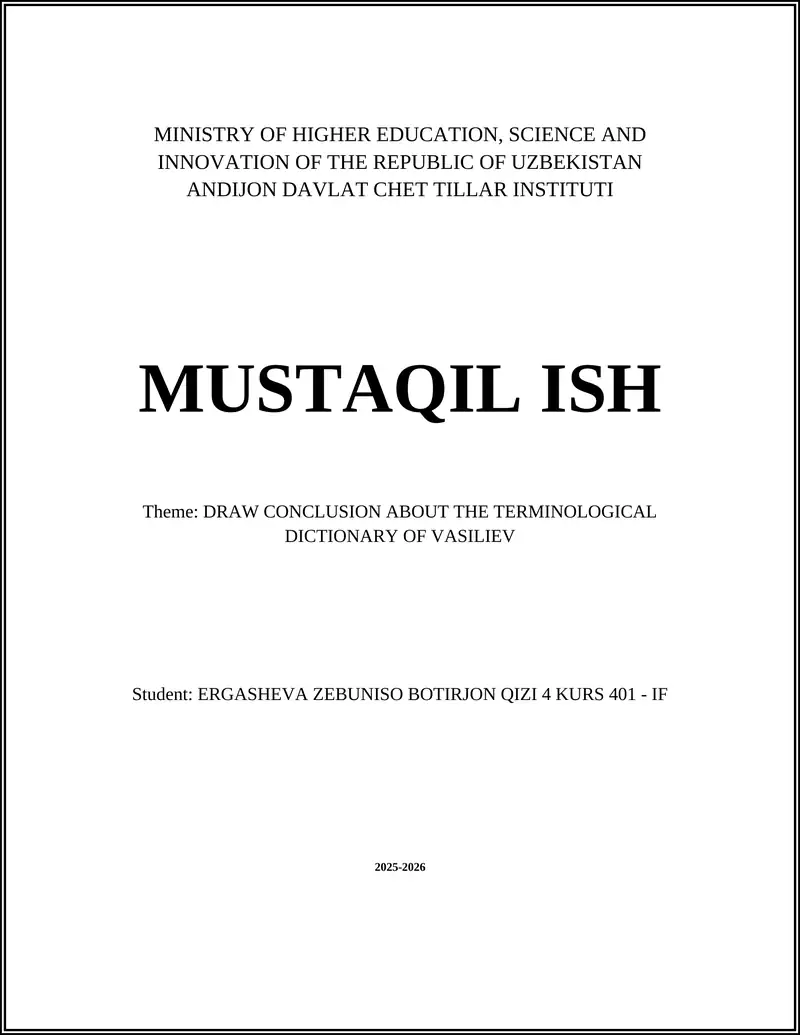 Vasiliev's terminological dictionary