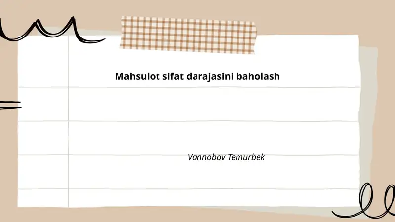 Mahsulot sifat darajasini baholash