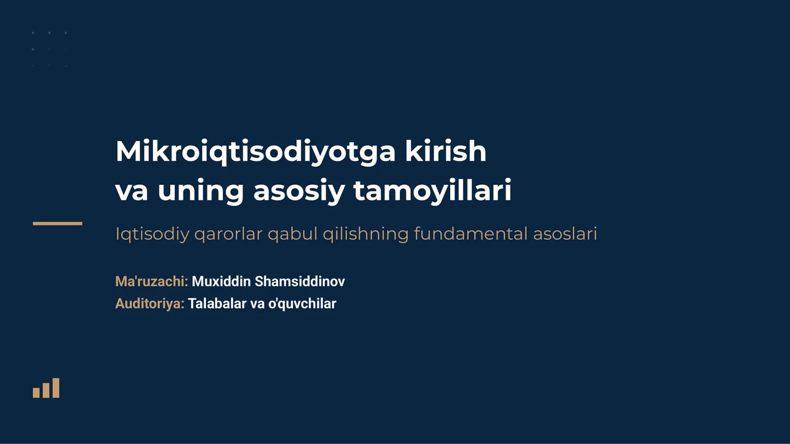 Mikroiqtisodiyotga kirish va uning asosiy tamoyillari