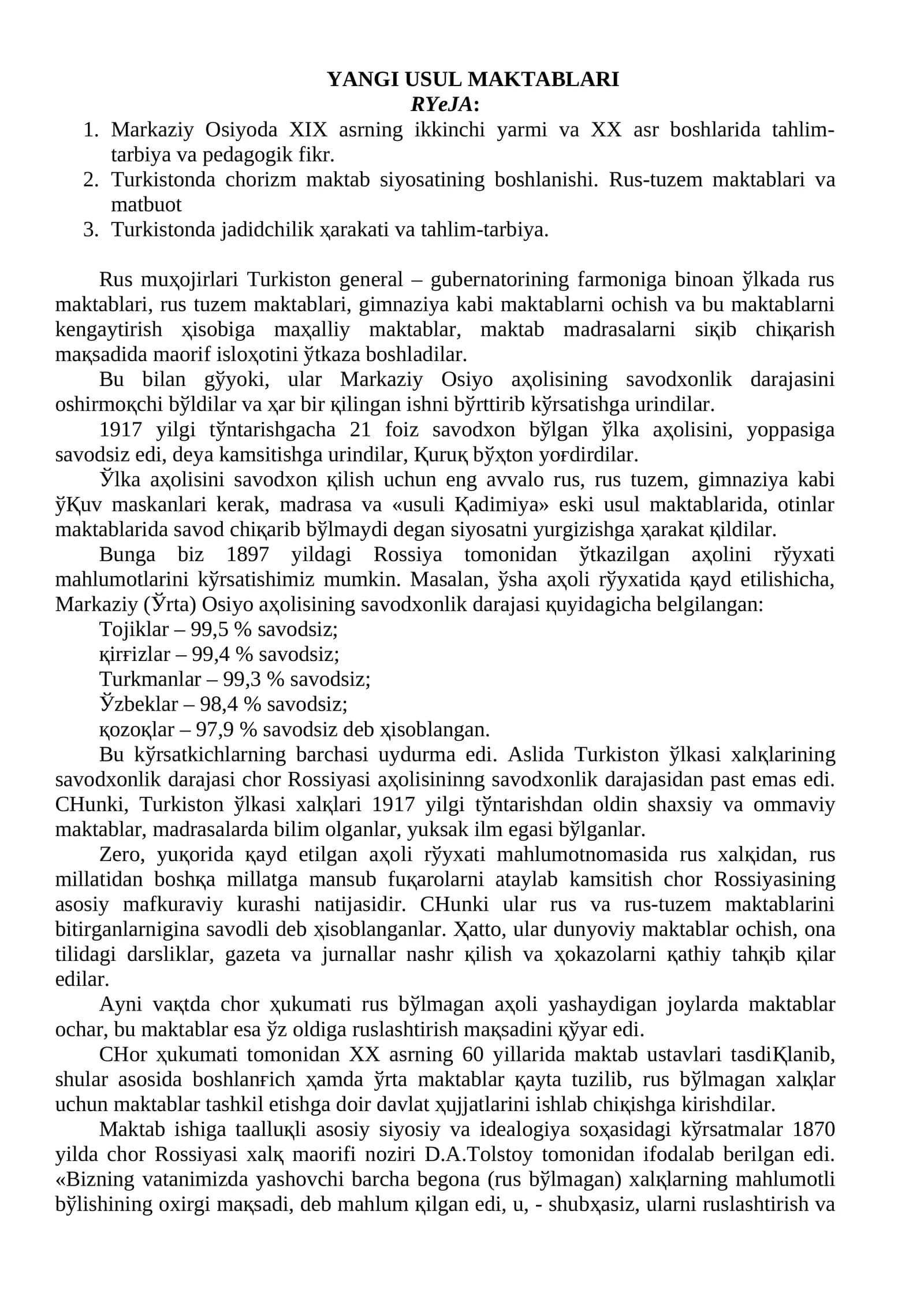 YANGI USUL MAKTABLARI