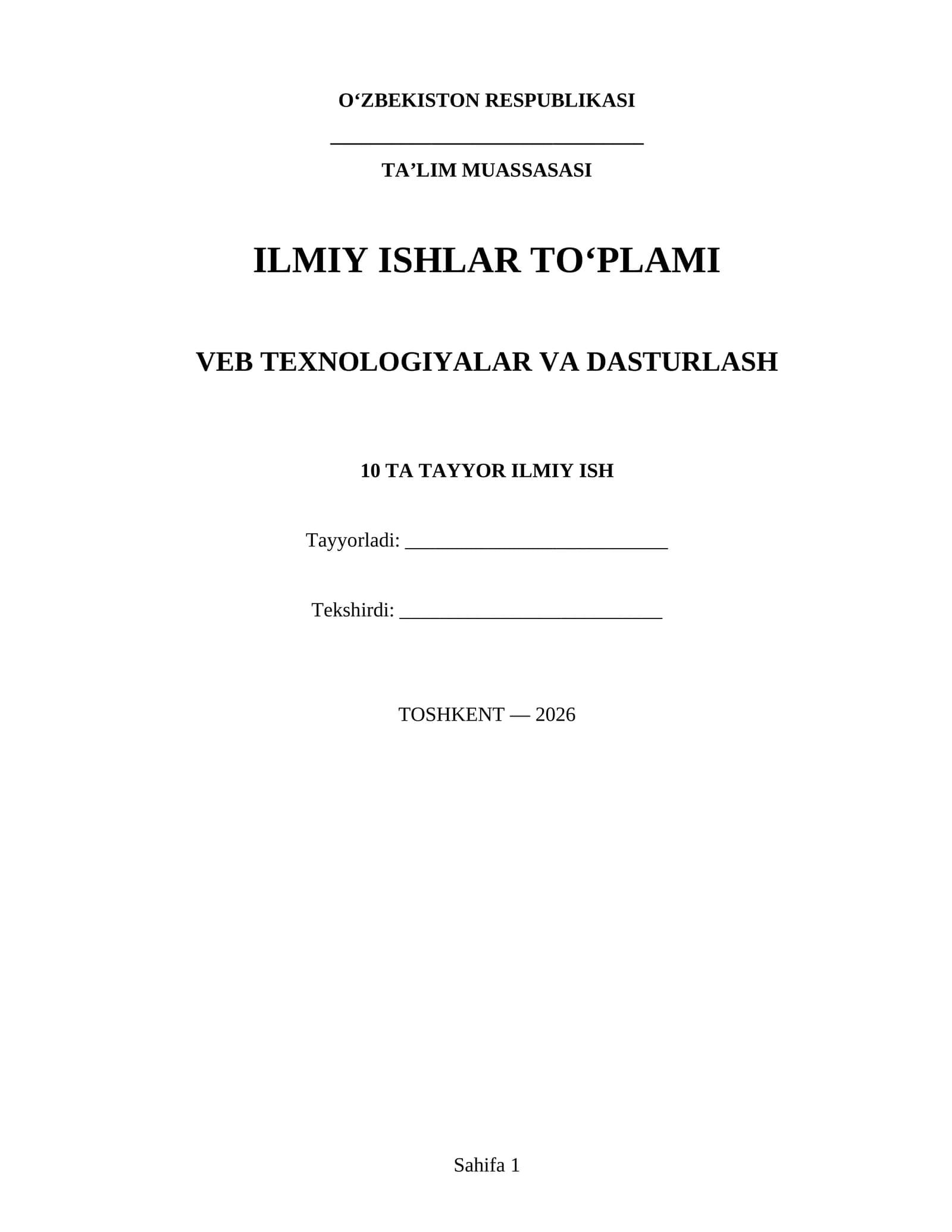 ILMIY ISHLAR TO‘PLAMI