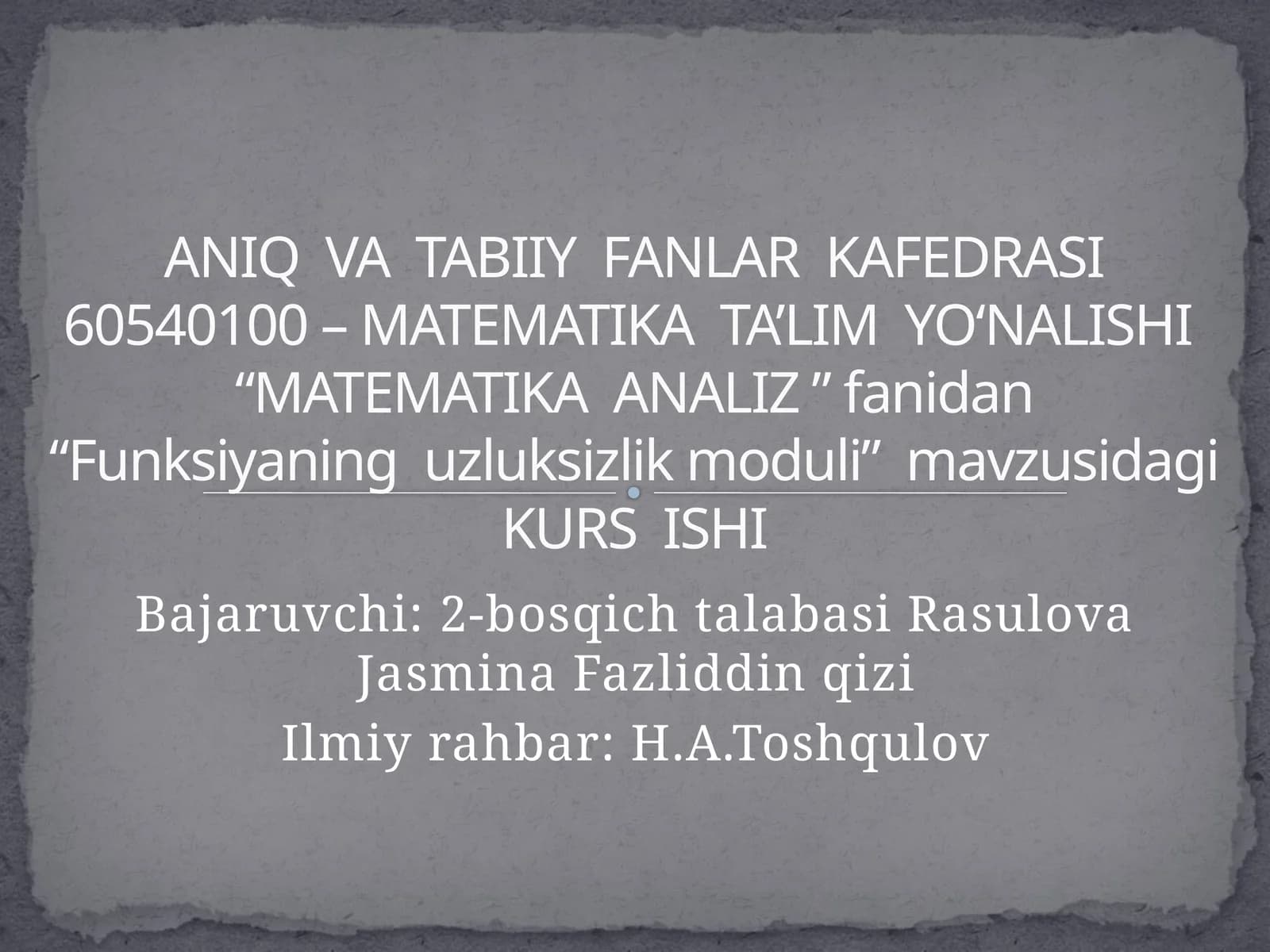 Funksiyaning Uzluksizlik Moduli