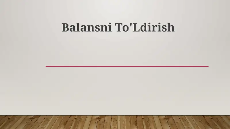 Balansni To'Ldirish