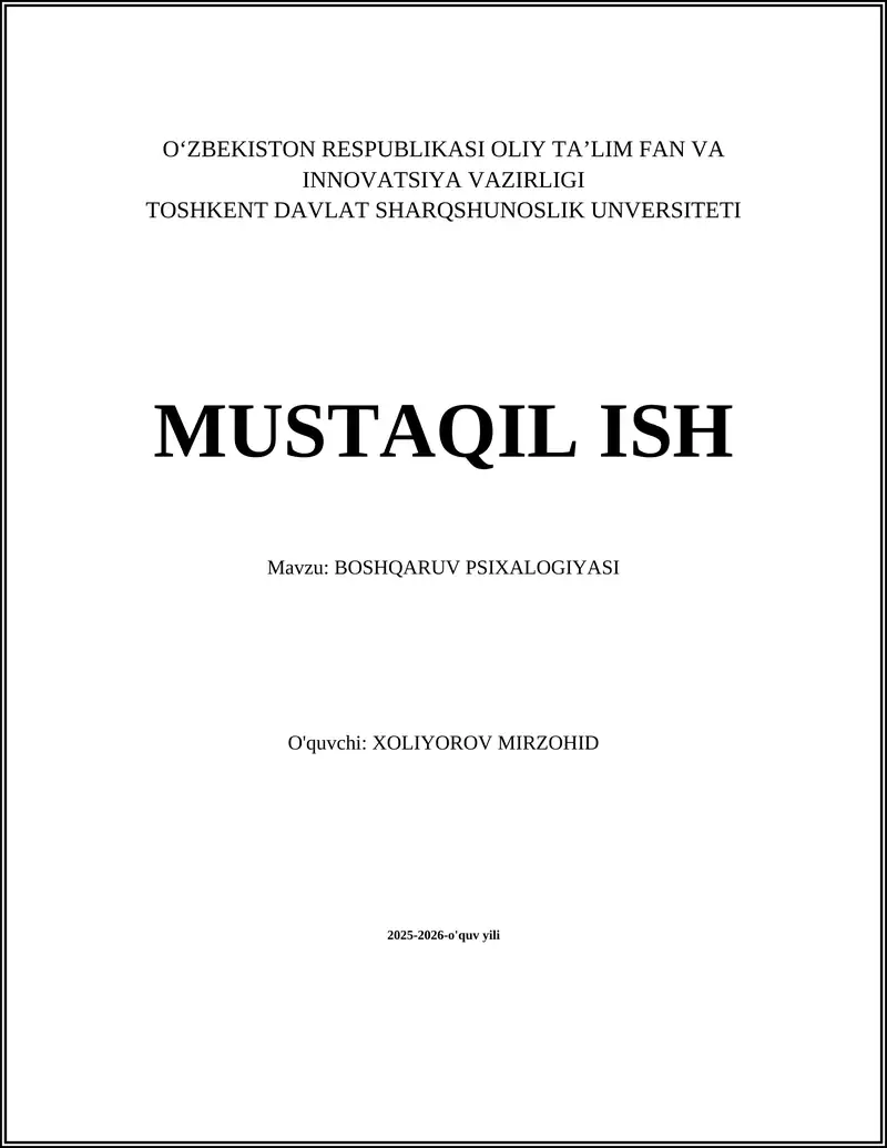 BOSHQARUV PSIXALOGIYASI