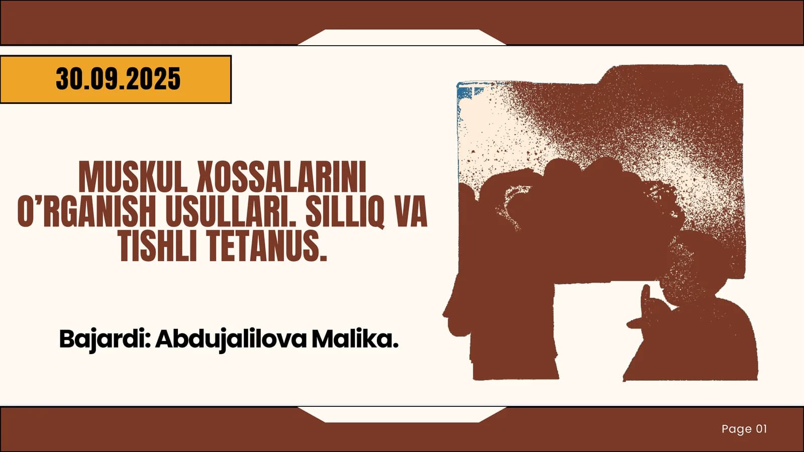 MUSKUL XOSSALARINI O’RGANISH USULLARI. SILLIQ VA TISHLI TETANUS