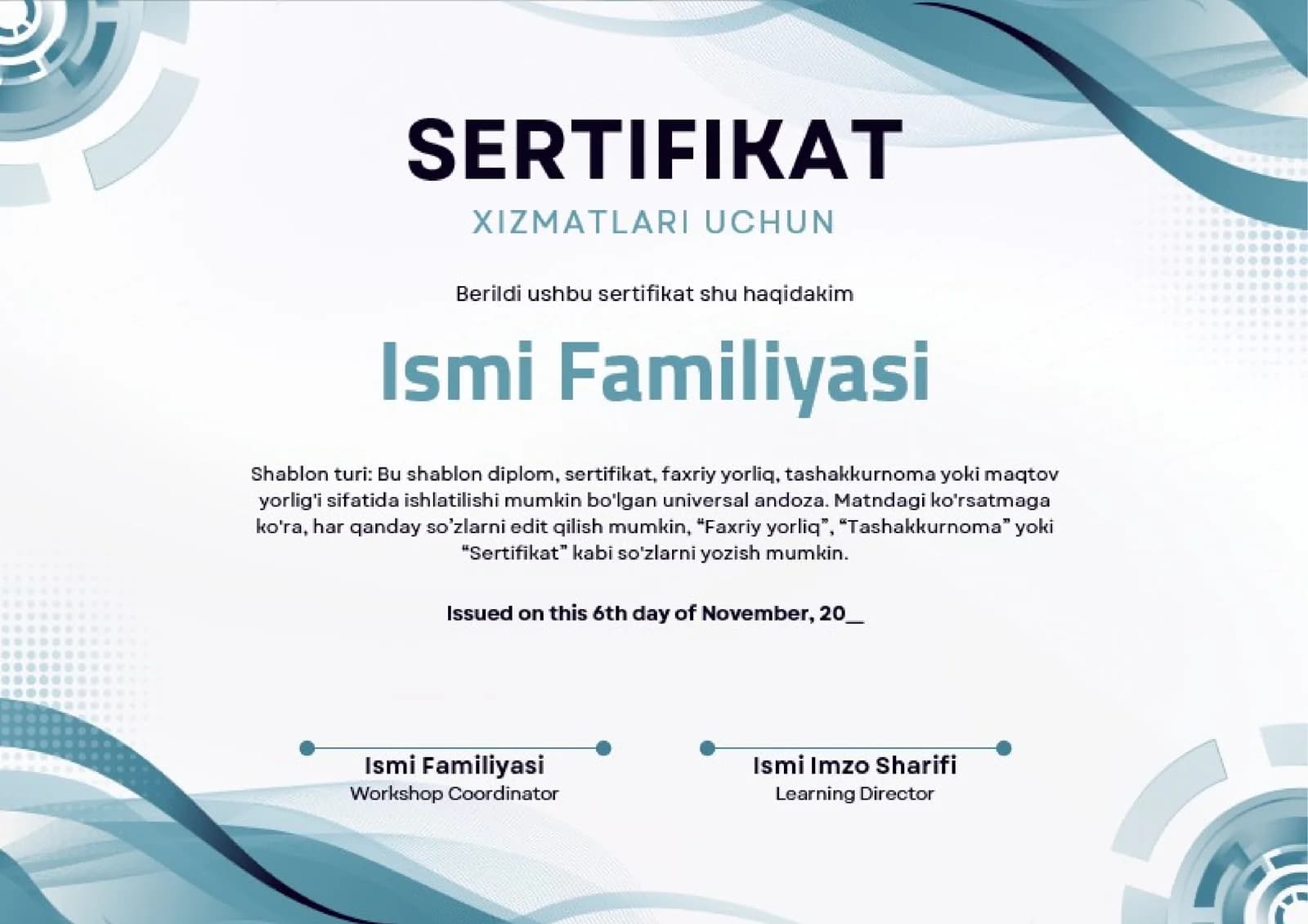 SERTIFIKAT XIZMATLARI UCHUN