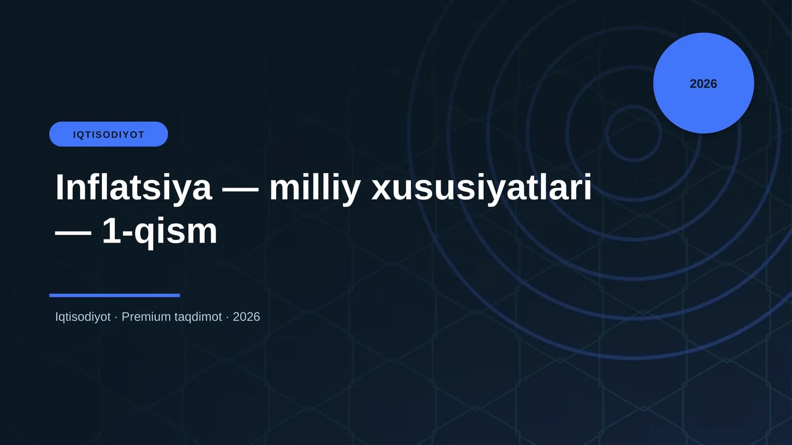 Inflatsiya — milliy xususiyatlari — 1-qism