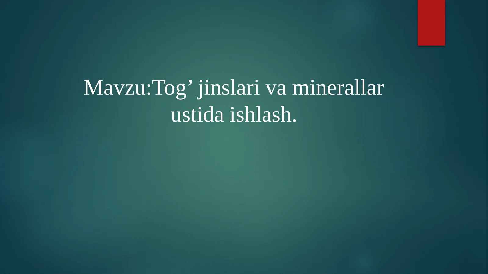 Tog’ jinslari va minerallar ustida ishlash