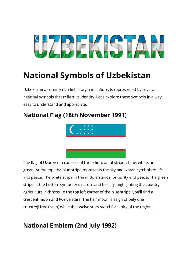 National symbol of uzb and canada independent work