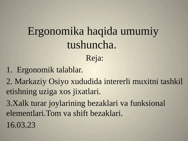 Ergonomik tashqi va ichki dizayn