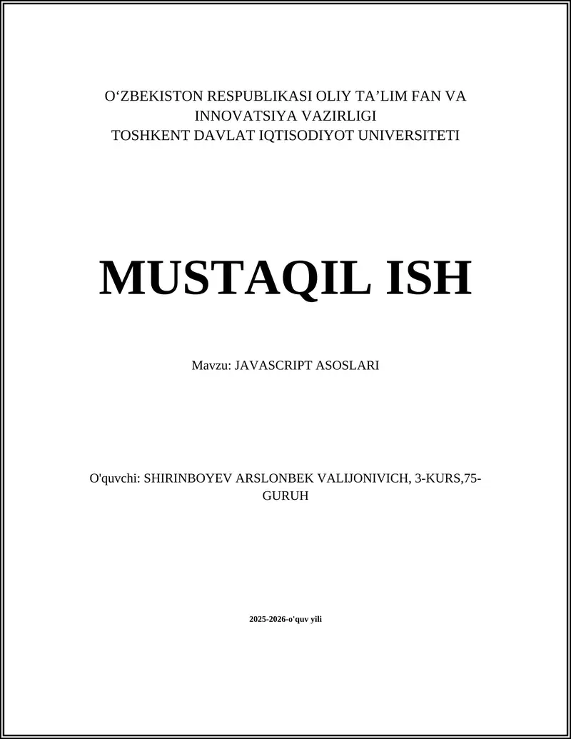 JAVASCRIPT ASOSLARI