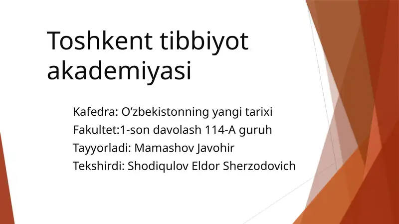 O’zbekistonning yangi tarixi