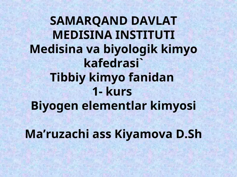Biogen elementlar kimyosi