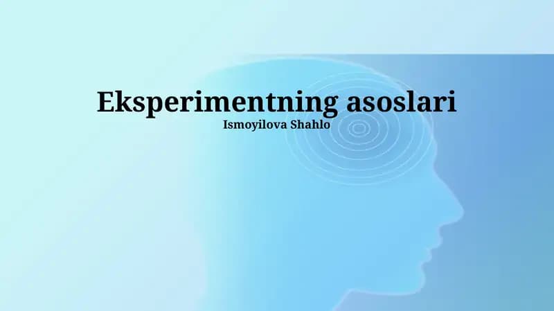 Eksperimentning asoslari
