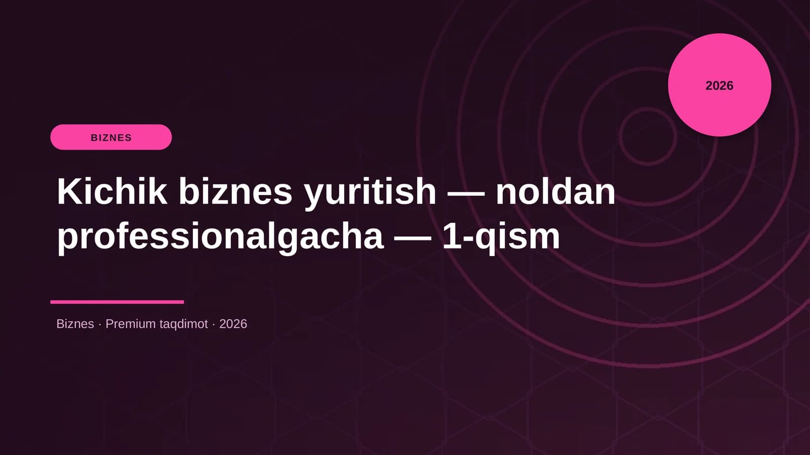 Kichik biznes yuritish — noldan professionalgacha — 1-qism