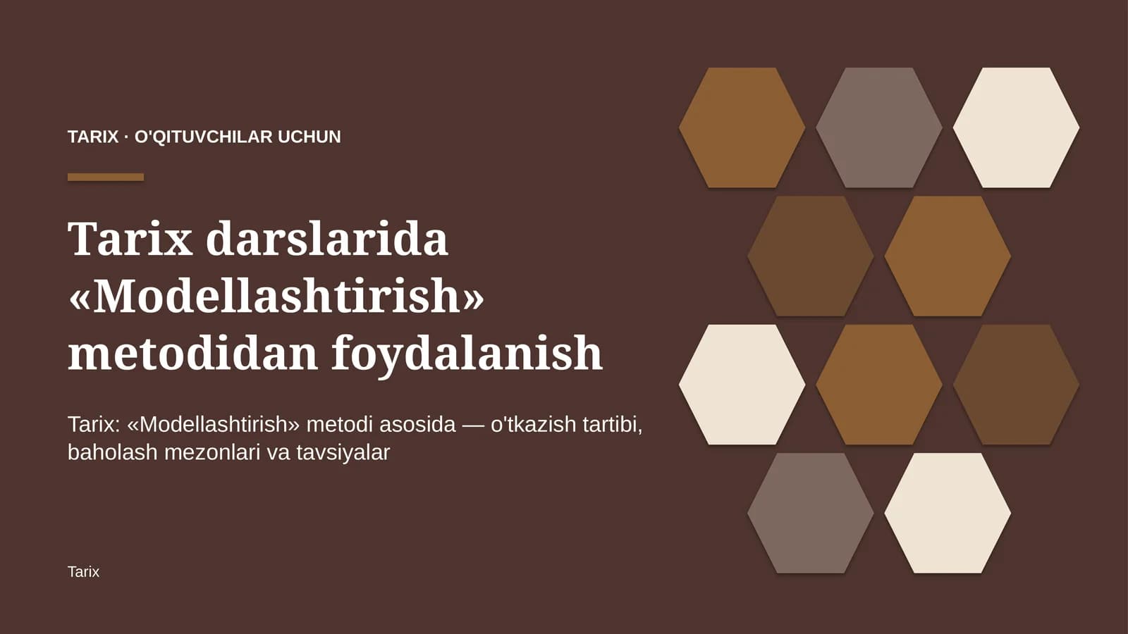 tarix darslarida modellashtirish metodidan foydalanish 8096